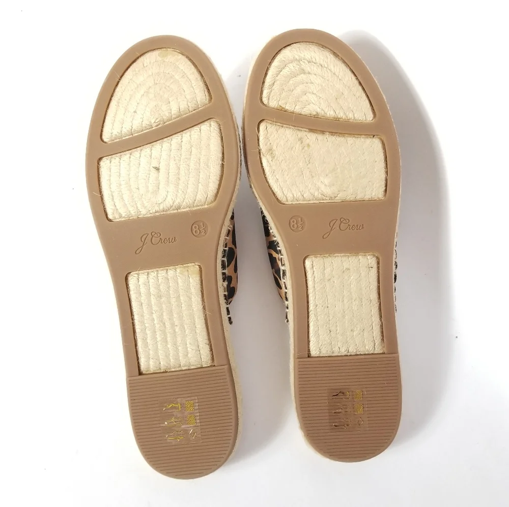 J.CREW Leopard Canvas Twisted Knot Espadrille Flats Sandal Sz 8.5 Cheetah Brown